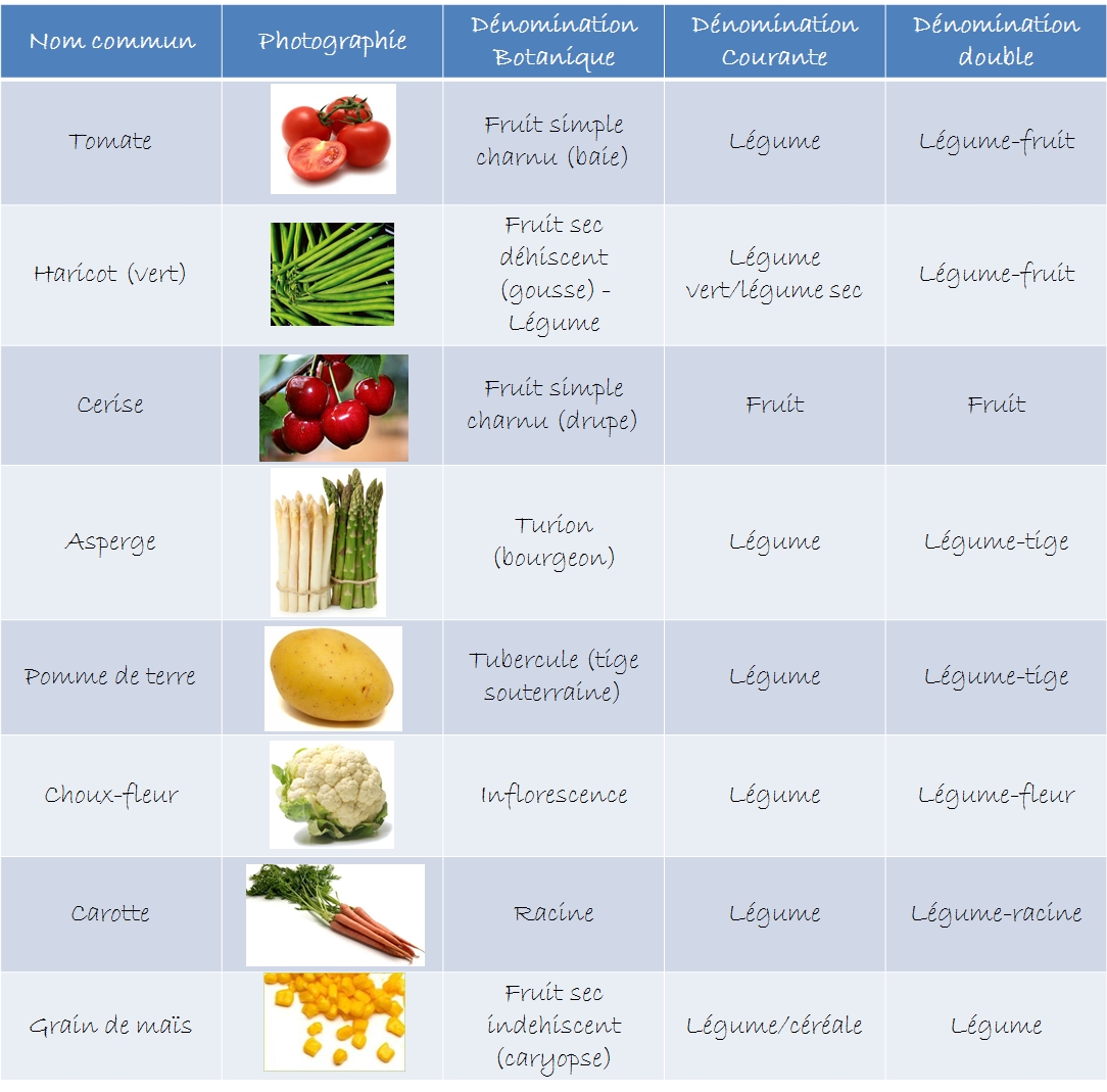 Liste des légumes frais